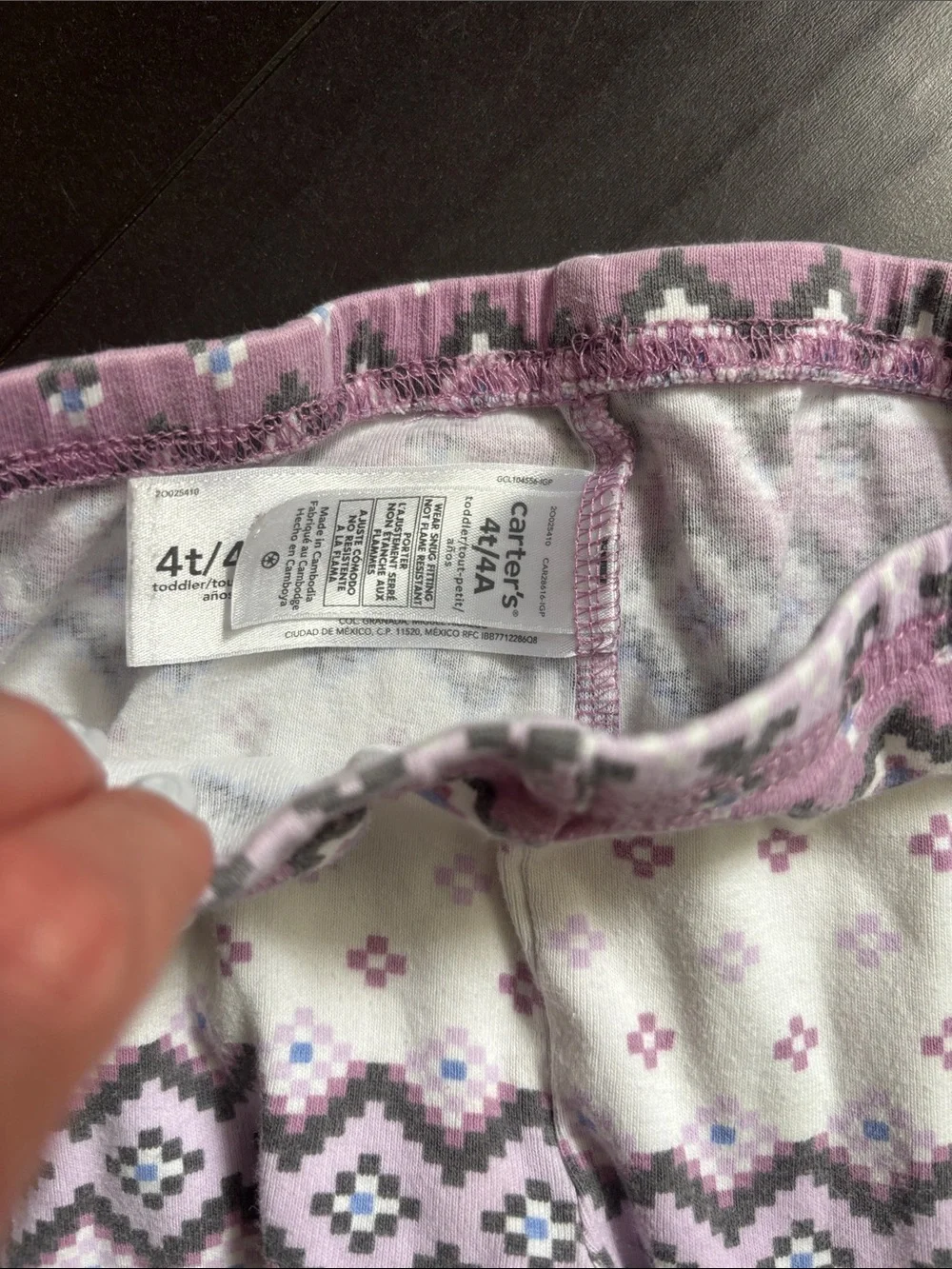 Carter's Lavender and White Striped Star Applique Pajama Top